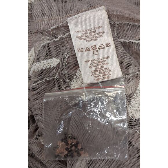 Free People womens medium beaded sheer blouse dark boho romantic - Picture 7 of 8